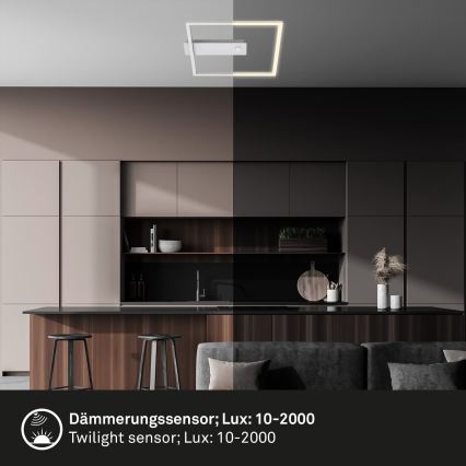 Briloner - Plafon LED z czujnikiem ruchu i zmierzchu FRAME LED/14W/230V 3000K 30x32 cm chrom matowy