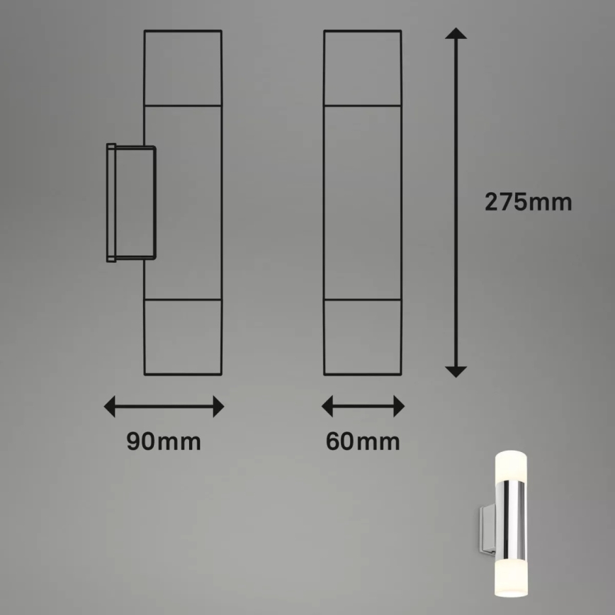 Briloner - LED kinkiet łazienkowy 2xGU10/4,8W/230V IP44 3000K błyszczący chrom