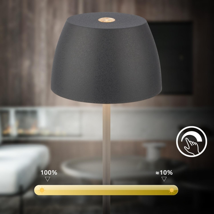 Briloner - LED ściemnialna ładowalna dotykowa lampa stołowa zewnętrzna MINI LED/2,5W/5V IP44 1800 mAh antracyt