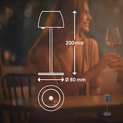 Briloner - LED ściemnialna ładowalna dotykowa lampa stołowa zewnętrzna MINI LED/2,5W/5V IP44 1800 mAh antracyt