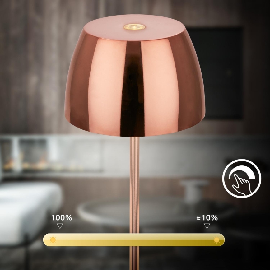 Briloner - LED ściemnialna ładowalna dotykowa zewnętrzna lampka stołowa MINI LED/2,5W/5V IP44 1800 mAh miedziana