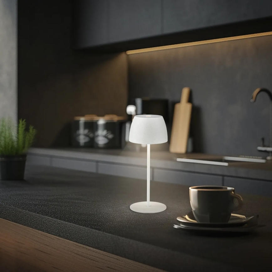 Briloner - LED ściemnialna, ładowalna, dotykowa lampa stołowa zewnętrzna MINI LED/2,5W/5V IP44 1800 mAh biała