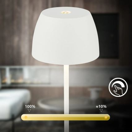 Briloner - LED ściemnialna, ładowalna, dotykowa lampa stołowa zewnętrzna MINI LED/2,5W/5V IP44 1800 mAh biała