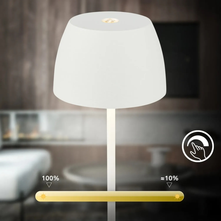 Briloner - LED ściemnialna, ładowalna, dotykowa lampa stołowa zewnętrzna MINI LED/2,5W/5V IP44 1800 mAh biała