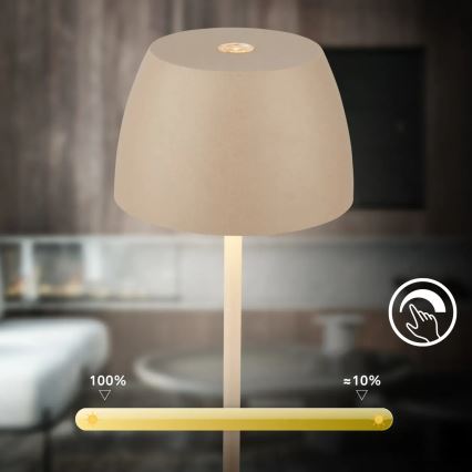 Briloner - LED ściemnialna, ładowalna, dotykowa zewnętrzna lampa stołowa MINI LED/2,5W/5V IP44 1800 mAh beżowa