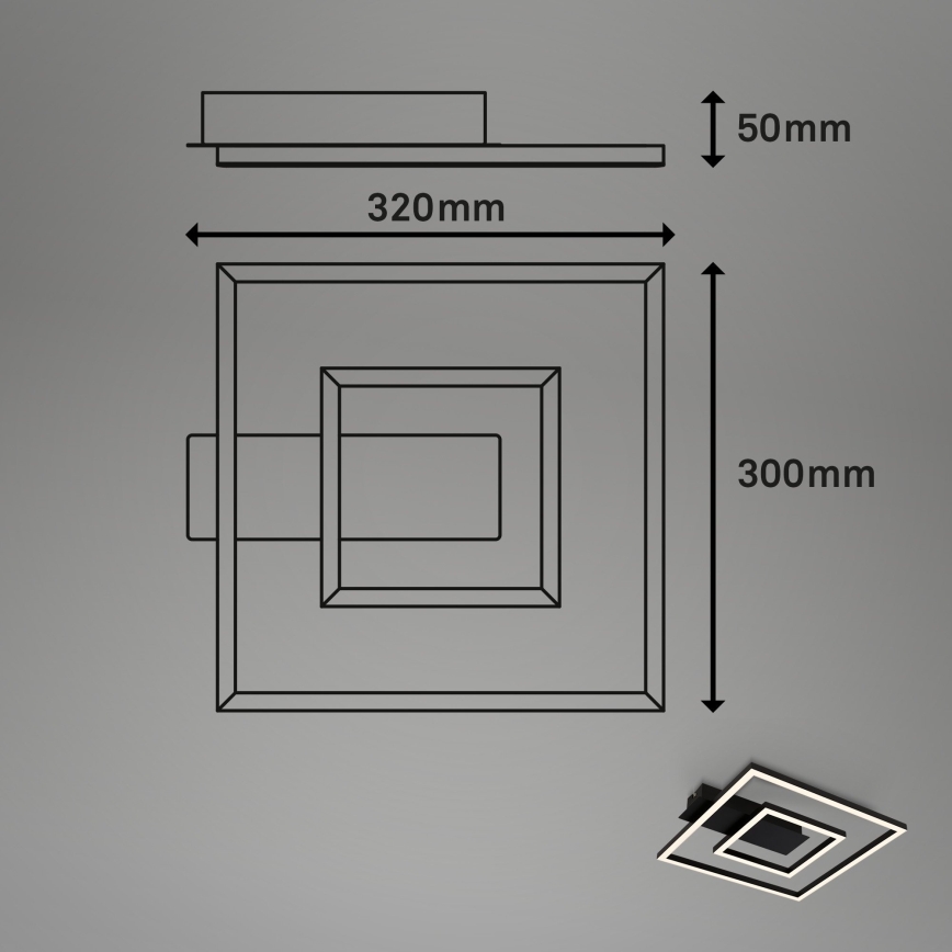 Briloner - Oprawa sufitowa LED FRAME LED/22W/230V 3000K 30x32 cm czarna