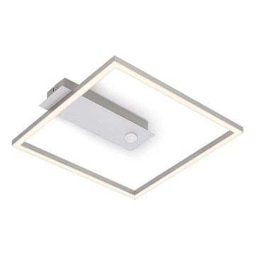 Briloner - Plafon LED z czujnikiem ruchu i zmierzchu FRAME LED/14W/230V 3000K 30x32 cm chrom matowy