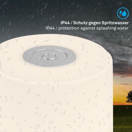 Briloner - ściemnialna, ładowalna, dotykowa lampa stołowa zewnętrzna LED/2W/5V 2700K IP44 1200 mAh matowy chrom