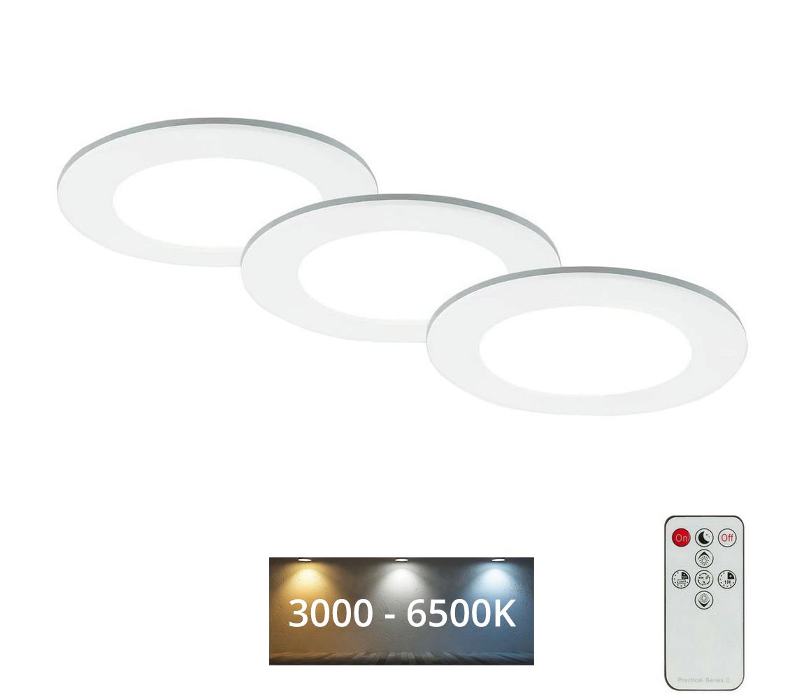 Briloner - ZESTAW 3x LED Łazienkowa oprawa wpuszczana LED/4,8W/230V IP44 + pilot