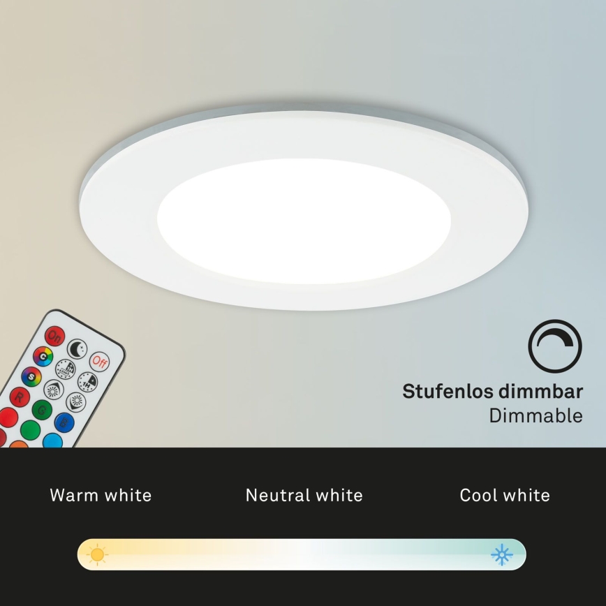 Briloner - ZESTAW 3x RGBW LED Regulowane oświetlenie sufitowe do łazienki LED/4,8W/230V 3000-6500K IP65 + pilot zdalnego sterowania