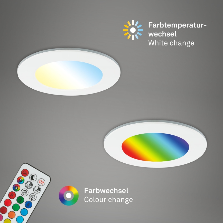 Briloner - ZESTAW 3x RGBW LED Regulowane oświetlenie sufitowe do łazienki LED/4,8W/230V 3000-6500K IP65 + pilot zdalnego sterowania