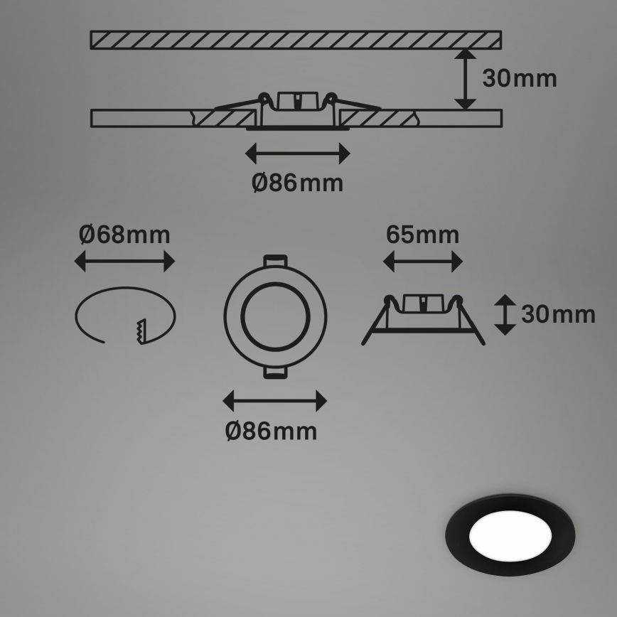 Briloner - ZESTAW 3x LED Łazienkowa oprawa wpuszczana LED/3W/230V IP23