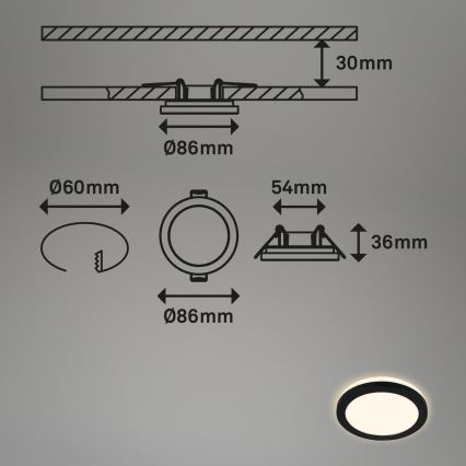 Briloner - ZESTAW 3x LED Łazienkowa oprawa wpuszczana LED/3W/230V IP44