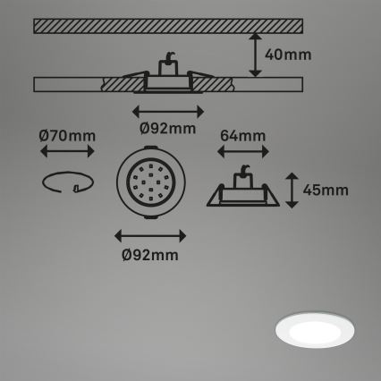 Briloner - ZESTAW 3x LED Ściemnialne wpuszczane oświetlenie łazienkowe LED/4,8W/230V 3000-6500K IP44 + pilot zdalnego sterowania