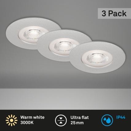 Briloner- ZESTAW 3x LED Łazienkowa oprawa wpuszczana LED/4,9W/230V IP44 srebrna