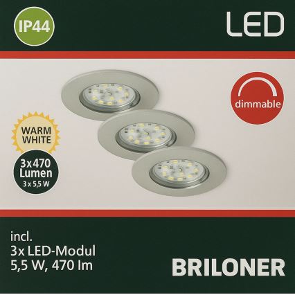 Briloner - ZESTAW 3x LED Ściemnialne wpuszczane oświetlenie łazienkowe LED/5,5W/230V IP44