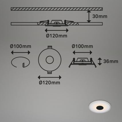 Briloner - ZESTAW 3x LED Łazienkowa oprawa wpuszczana LED/6W/230V IP44 czarna