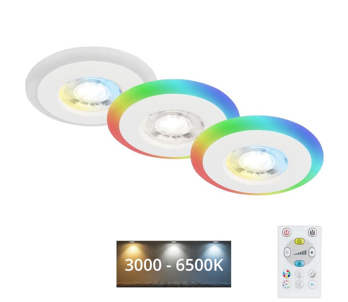 Briloner - ZESTAW 3x LED RGBW Ściemnialne oświetlenie łazienkowe LED/5W/230V IP44 + pilot