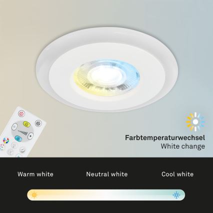 Briloner - ZESTAW 3x LED RGBW Ściemnialna łazienkowa oprawa wpuszczana LED/5W/230V 3000-6500K IP44 + pilot zdalnego sterowania