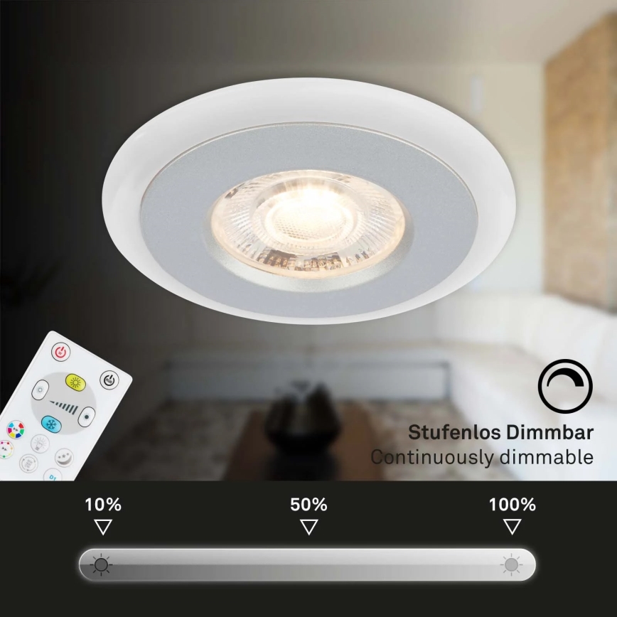 Briloner - ZESTAW 3x LED RGBW Ściemnialna łazienkowa oprawa wpuszczana LED/5W/230V 3000-6500K IP44 + pilot zdalnego sterowania