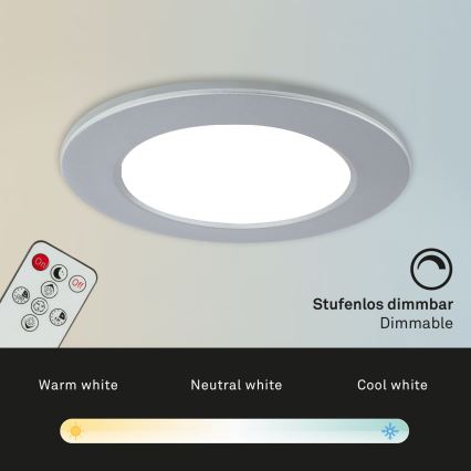 Briloner - ZESTAW 3x LED Ściemnialne wpuszczane oświetlenie łazienkowe LED/4,8W/230V 3000-6500K IP44 + pilot zdalnego sterowania