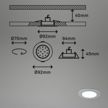 Briloner - ZESTAW 3x LED Ściemnialne wpuszczane oświetlenie łazienkowe LED/4,8W/230V 3000-6500K IP44 + pilot zdalnego sterowania