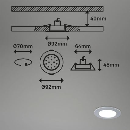 Briloner - ZESTAW 3x LED RGBW Ściemnialna łazienkowa oprawa wpuszczana LED/4,8W/230V 3000-6500K IP65 + pilot zdalnego sterowania