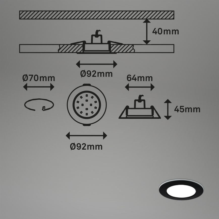 Briloner - ZESTAW 3x LED RGBW Ściemnialna łazienkowa oprawa wpuszczana LED/4,8W/230V 3000-6500K IP65 + pilot zdalnego sterowania
