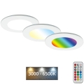 Briloner - ZESTAW 3x RGBW LED Regulowane oświetlenie sufitowe do łazienki LED/4,8W/230V 3000-6500K IP65 + pilot zdalnego sterowania