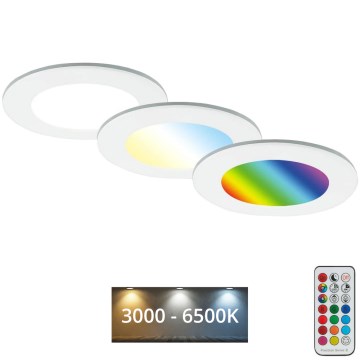 Briloner - ZESTAW 3x RGBW LED Regulowane oświetlenie sufitowe do łazienki LED/4,8W/230V 3000-6500K IP65 + pilot zdalnego sterowania
