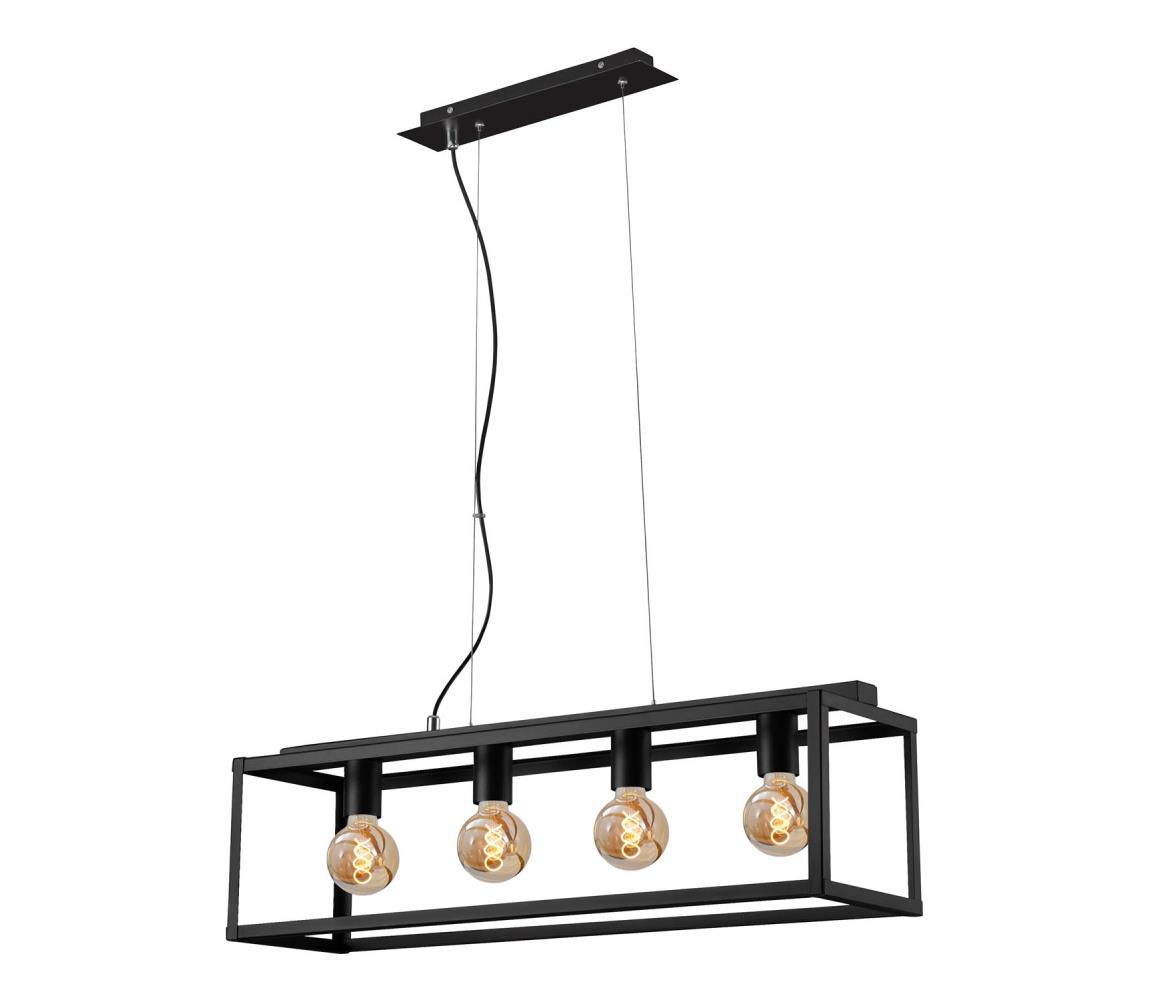 Briloner - Żyrandol na lince BLACK STEEL 4xE27/40W/230V
