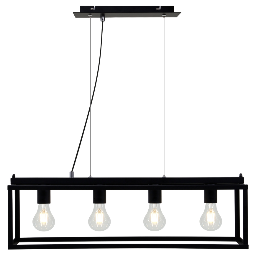 Briloner - Żyrandol na lince BLACK STEEL 4xE27/40W/230V