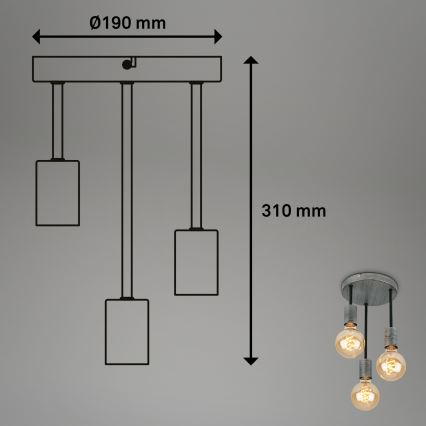 Briloner - Żyrandol na lince HENGA 3xE27/60W/230V