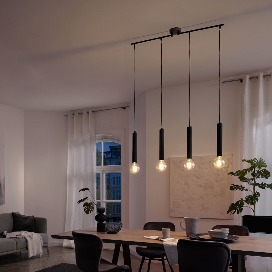 Briloner - Żyrandol na lince LONGA 4xE27/60W/230V czarny