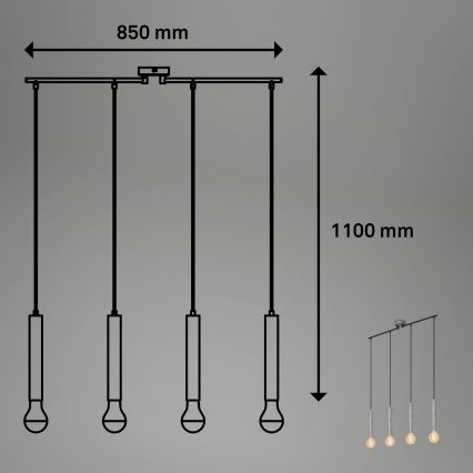 Briloner - Żyrandol na lince LONGA 4xE27/60W/230V srebrny