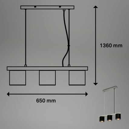 Briloner - Żyrandol na lince LURI 3xE14/25W/230V kauczukowiec