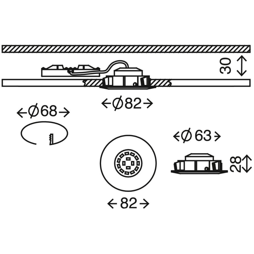 Briloner 7296-011 - LED Ściemnialne wpuszczane oświetlenie łazienkowe ATTACH LED/6,5W/230V IP23 antracyt