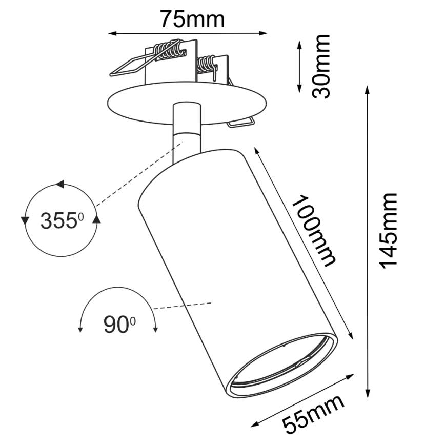 Brosline - Oprawa punktowa wpuszczana sufitowa 1xGU10/10W/230V czarna