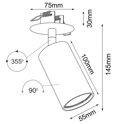 Brosline - Wpuszczana oprawa punktowa 1xGU10/10W/230V biała