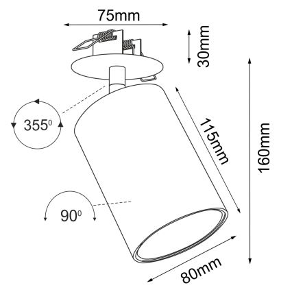 Brosline - Oprawa punktowa do podwieszanego sufitu 1xGU10/10W/230V czarna