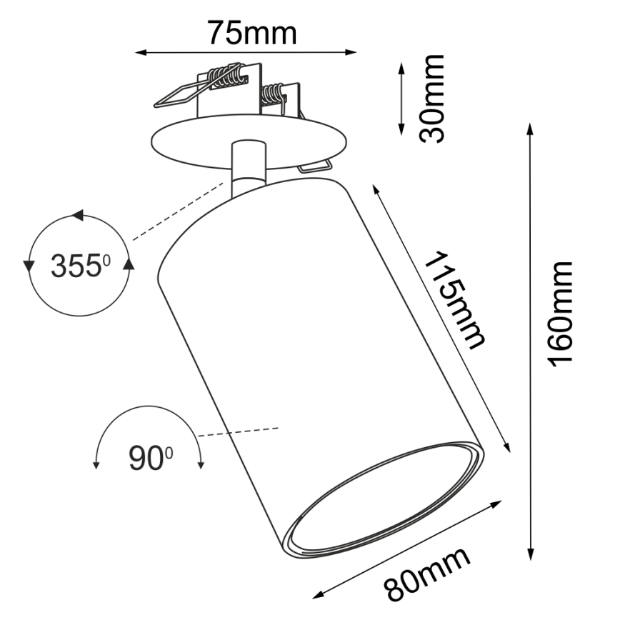 Brosline - Oprawa punktowa do podwieszanego sufitu 1xGU10/10W/230V czarna