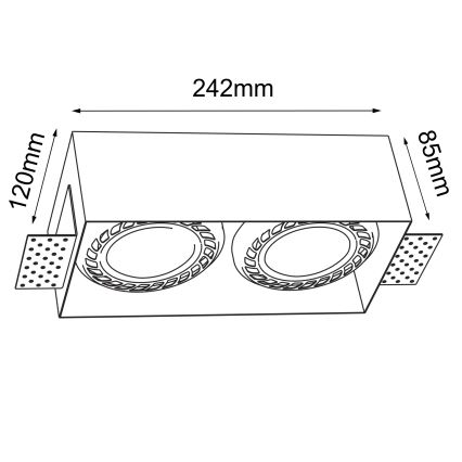 Brosline - Wpuszczana oprawa sufitowa 2xGU10/18W/230V czarna