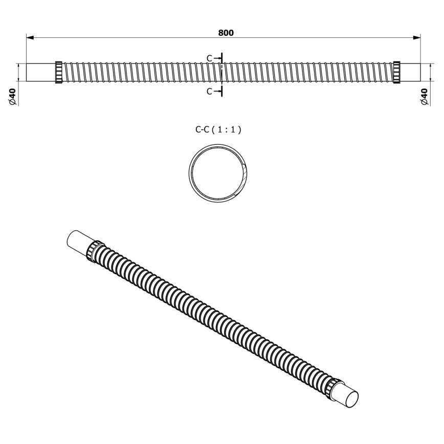 Bruckner - Elastyczna rura łącząca 80 cm biała
