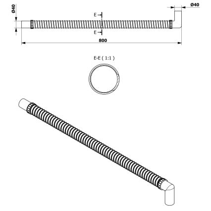Bruckner - Elastyczna rura łącząca kolanko 80 cm biały