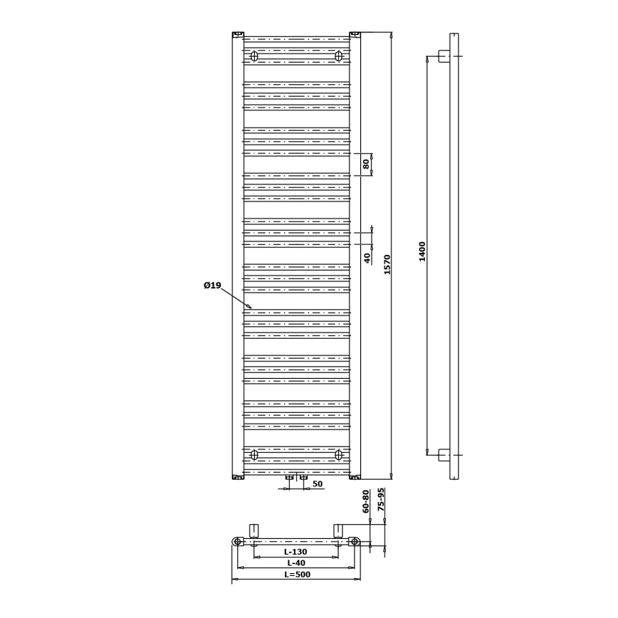 Bruckner - Grzejnik łazienkowy ALBRECHT 157x50 cm biały