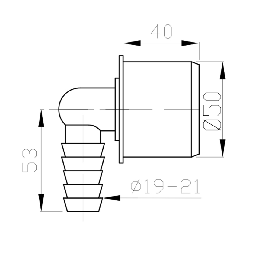 Bruckner - Hose connection koniec corner DN50 19-21 mat. szare
