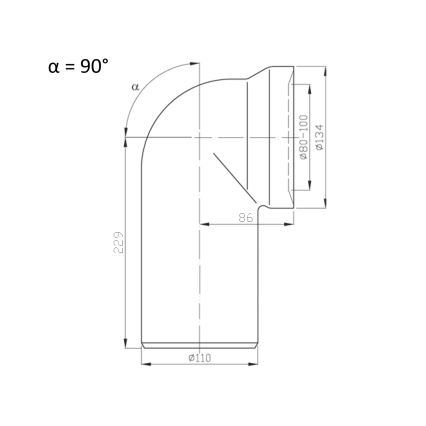 Bruckner - Kolanko 90° do podłączenia do WC 11 cm biały