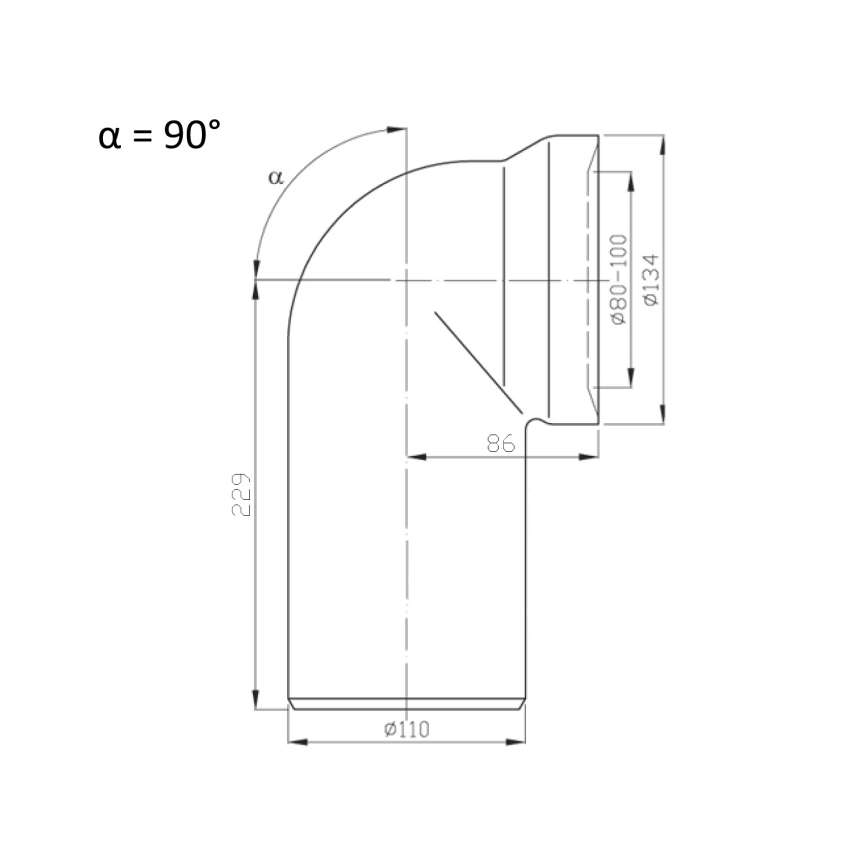 Bruckner - Kolanko 90° do podłączenia do WC 11 cm biały