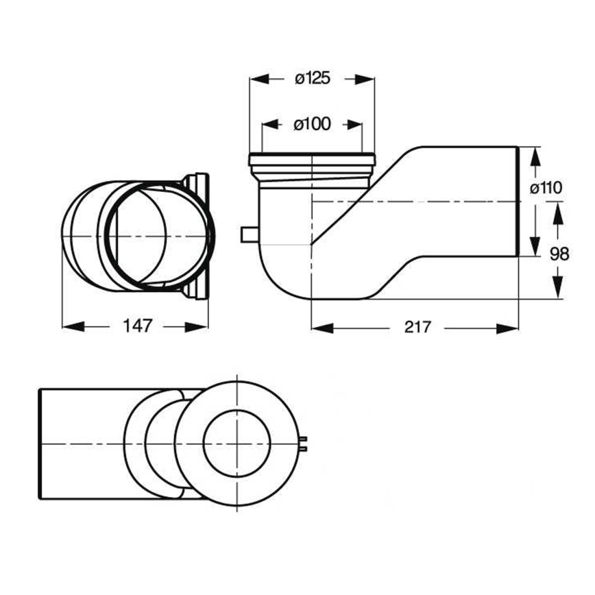 Bruckner - Kolanko 90° do podłączenia do WC Offset 11 cm biały