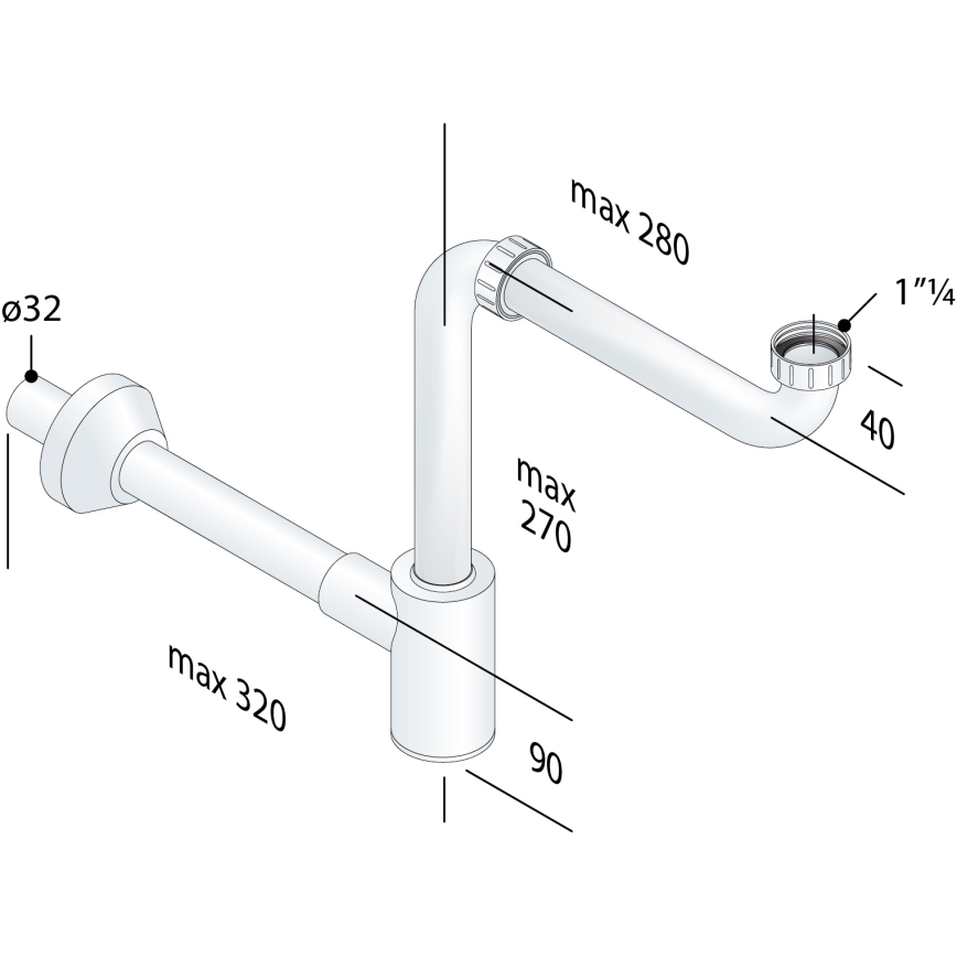 Bruckner - Syfon do umywalki meblowy CRONO DN32 biały